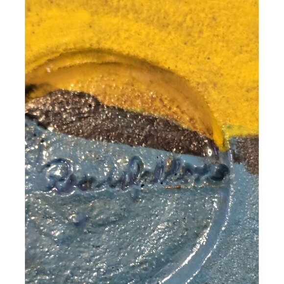 Handcrafted Native American Ceramic Bowl With Sun & Waves  10"W x 4" Tall - Picture 4 of 10